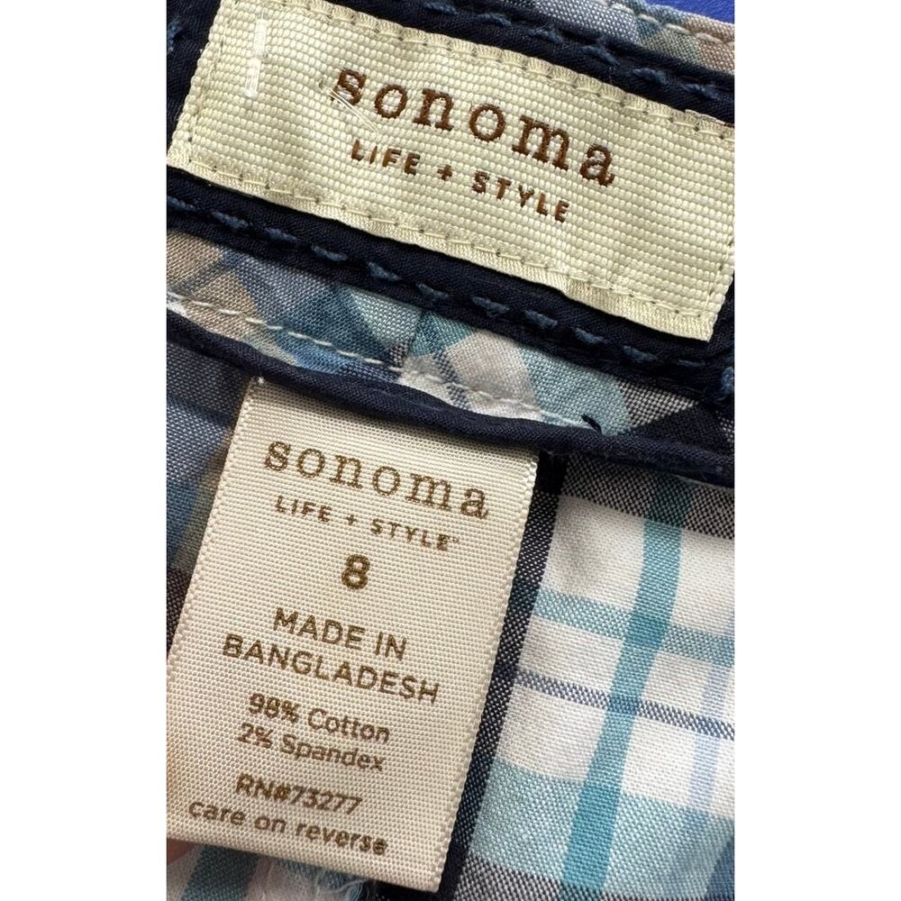 Sonoma Life Style Womens Womens Size 8 Plaid Skort Blue White Black Gray - Picture 2 of 8
